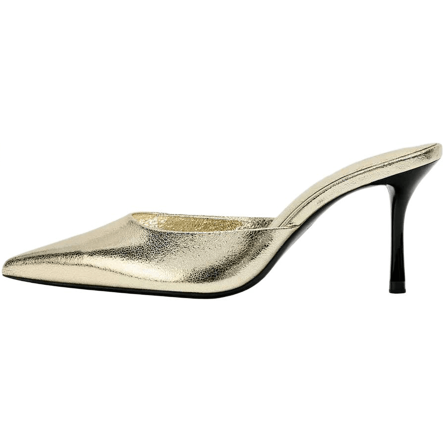 Сандалии ZARA Closed Slippers Gold Women's - изображение 1