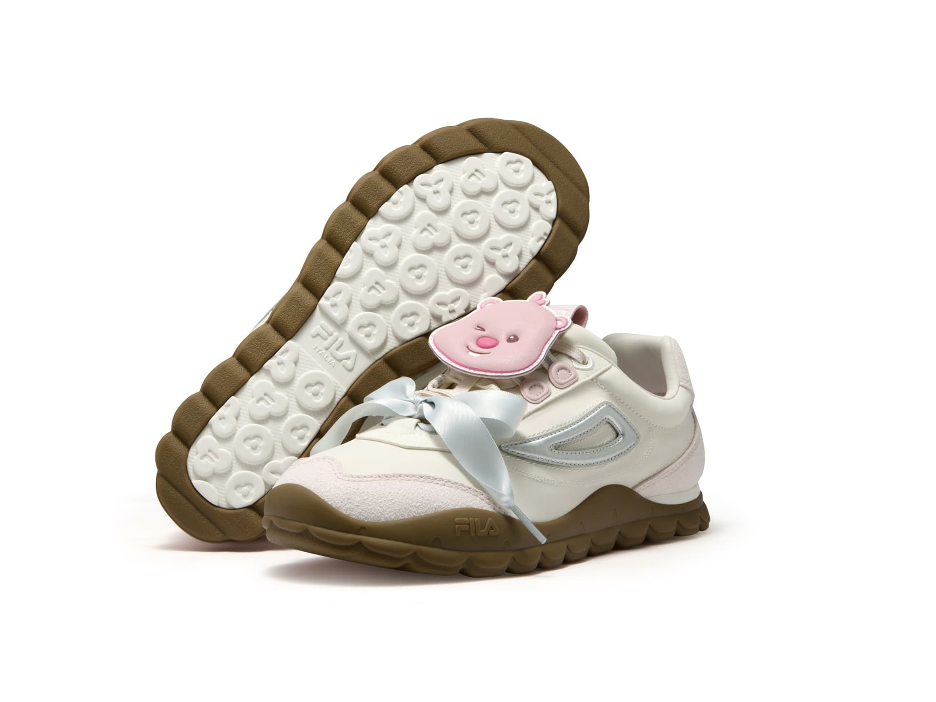 Кроссовки FILA FUSION BOBO BLING Повседневная обувь Низкий Топ Прозрачный Белый Лотос Розовый Женский - изображение 6