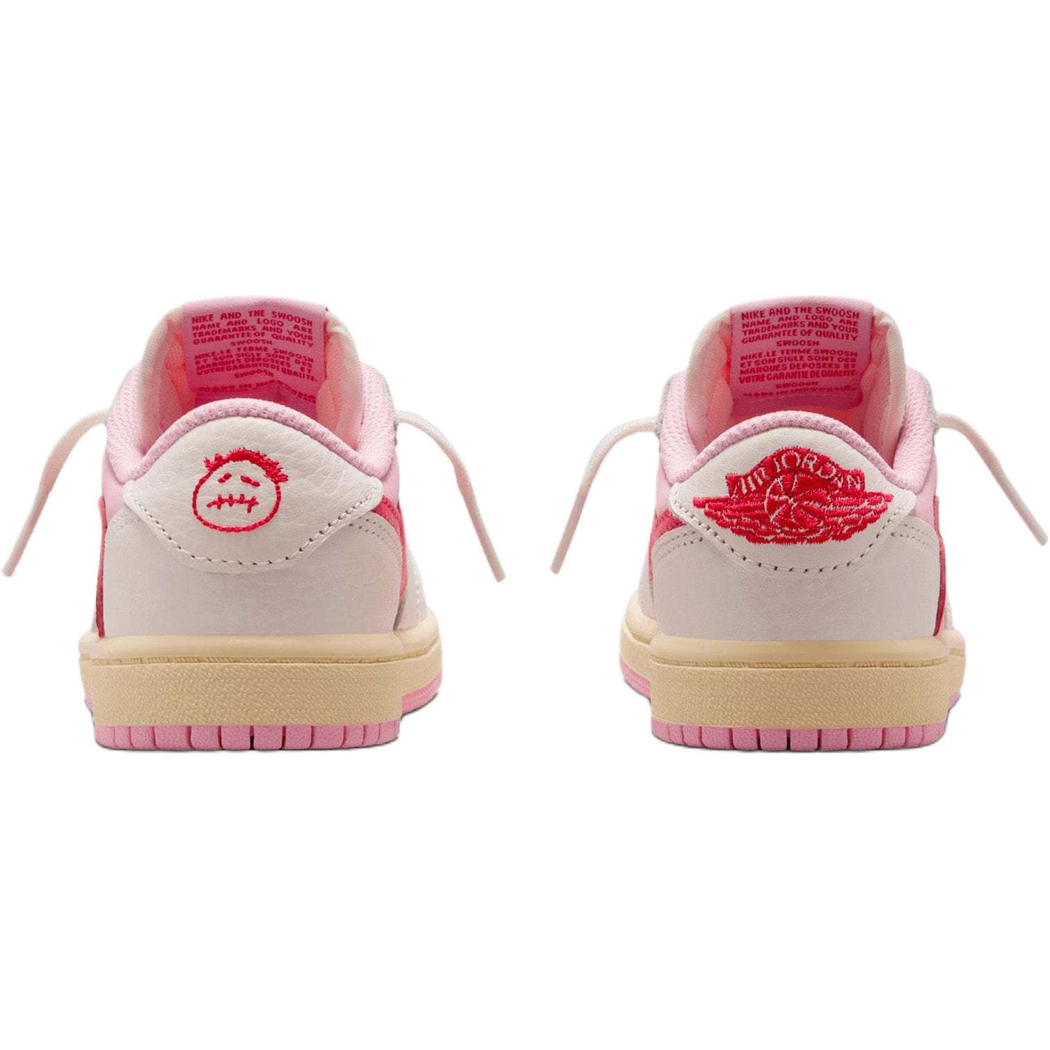 Кроссовки для баскетбола Travis Scott x Air Jordan Air Jordan 1 Противоскользящие Низкие Детские Баскетбольные Кроссовки Розовые Белые Красные - изображение 5