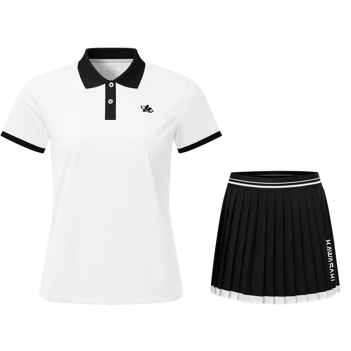 Kawasaki Set Magic Flowers (White Top + Black Skirt) Женские Бадминтон Топы и Футболки - изображение 1