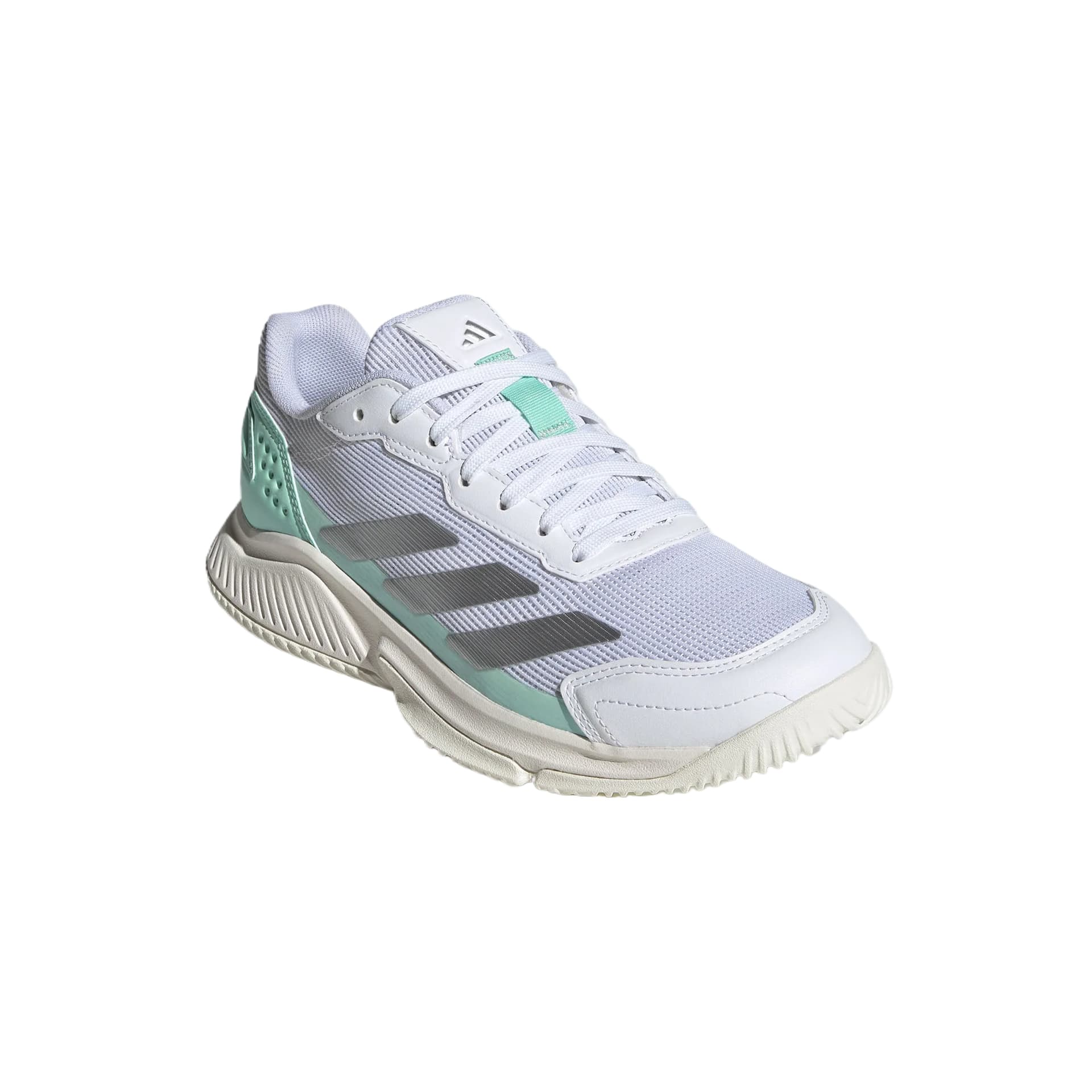 Кроссовки для тенниса Adidas COURTQUICK PADEL Теннисные кроссовки Низкий верх Белый Металлический серебристый Прозрачный Мятно-зеленый Женские - изображение 2