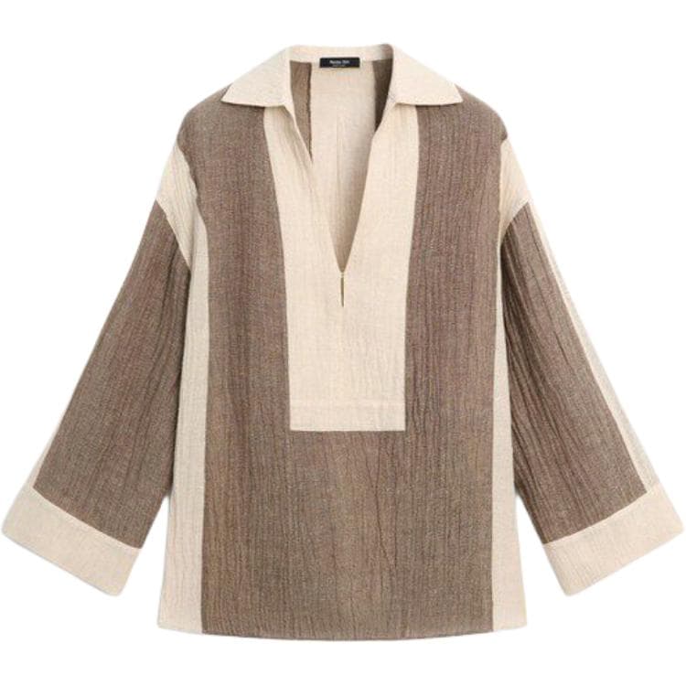 Блузка Massimo Dutti Серый Коричневый Женские Рубашки - изображение 2
