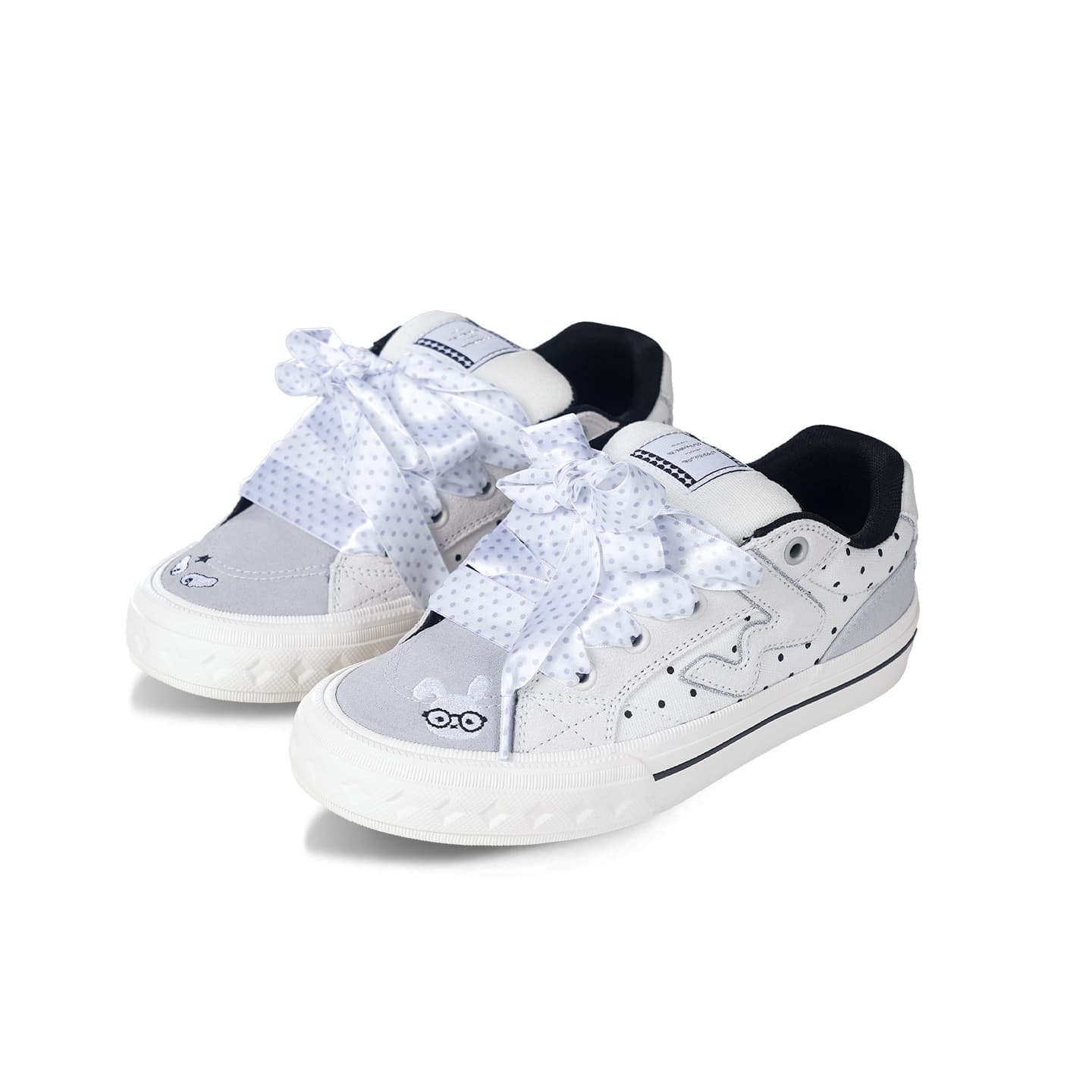 Кроссовки Ollieskate Скейтборд Кеды Низкие Слоупок Кролик (Белый Гороховый Узор Шнурки) Унисекс - изображение 2