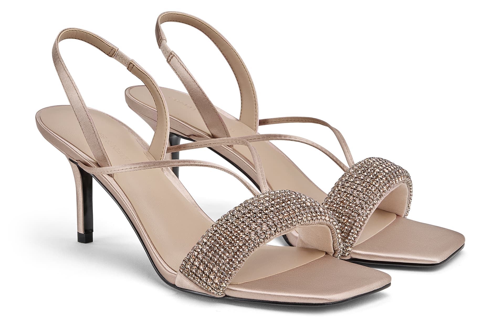 Шлёпанцы CHARLES&KEITH Летние Сандалии С Открытым Носком На Высоком Каблуке 7,7 См Со Стразами - изображение 2