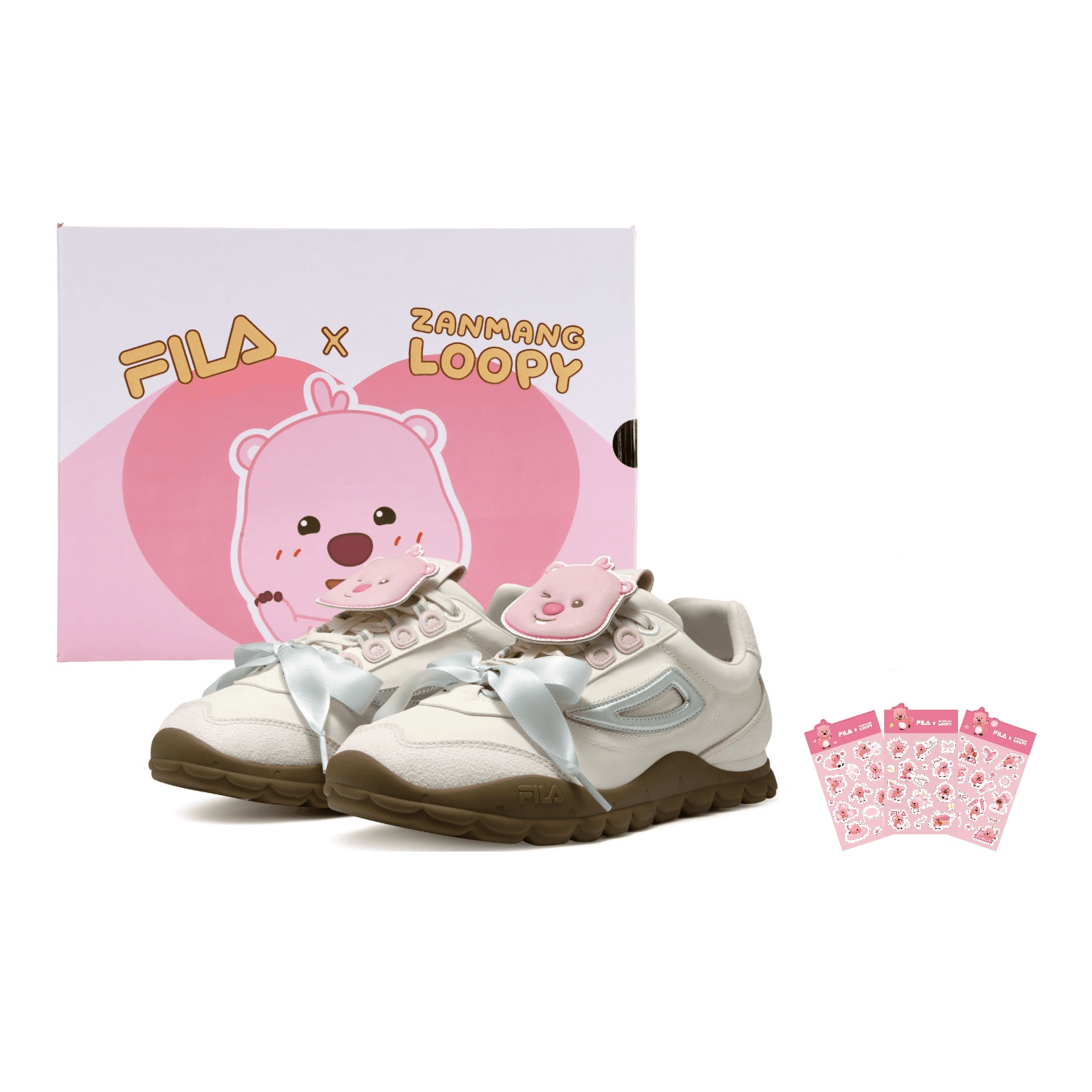 Кроссовки FILA FUSION BOBO BLING Повседневная обувь Низкий Топ Прозрачный Белый Лотос Розовый Женский - изображение 1