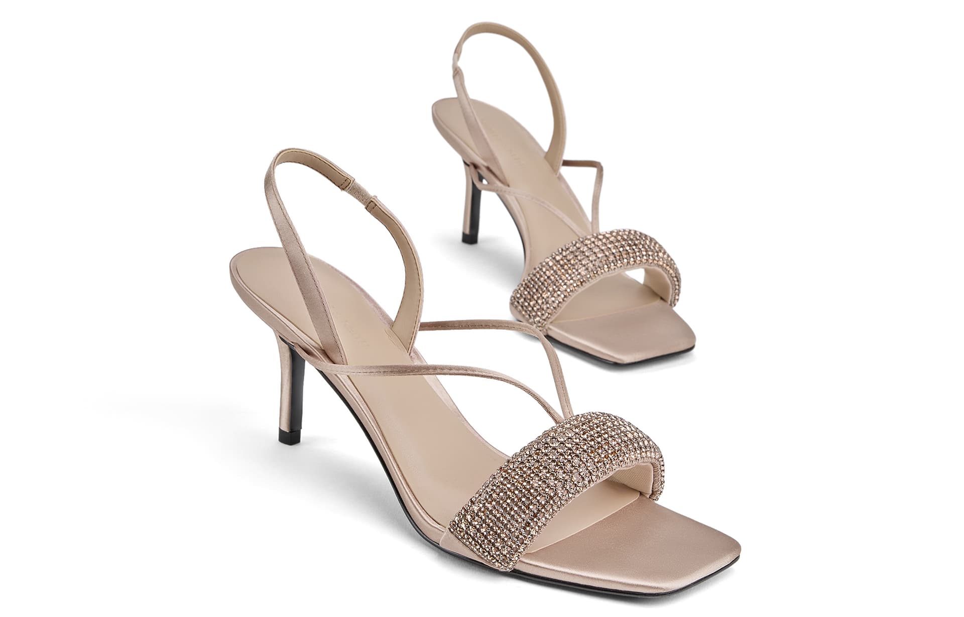 Шлёпанцы CHARLES&KEITH Летние Сандалии С Открытым Носком На Высоком Каблуке 7,7 См Со Стразами - изображение 3