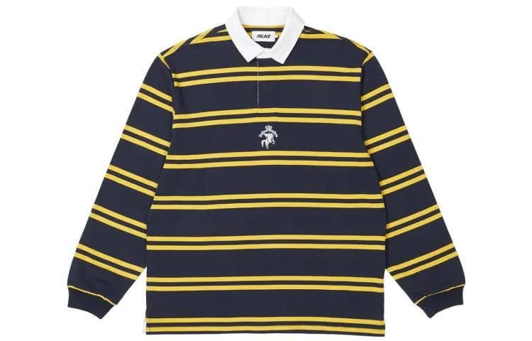 Поло PALACE FW22 Stripe Rugby Navy Yellow polo - изображение 1
