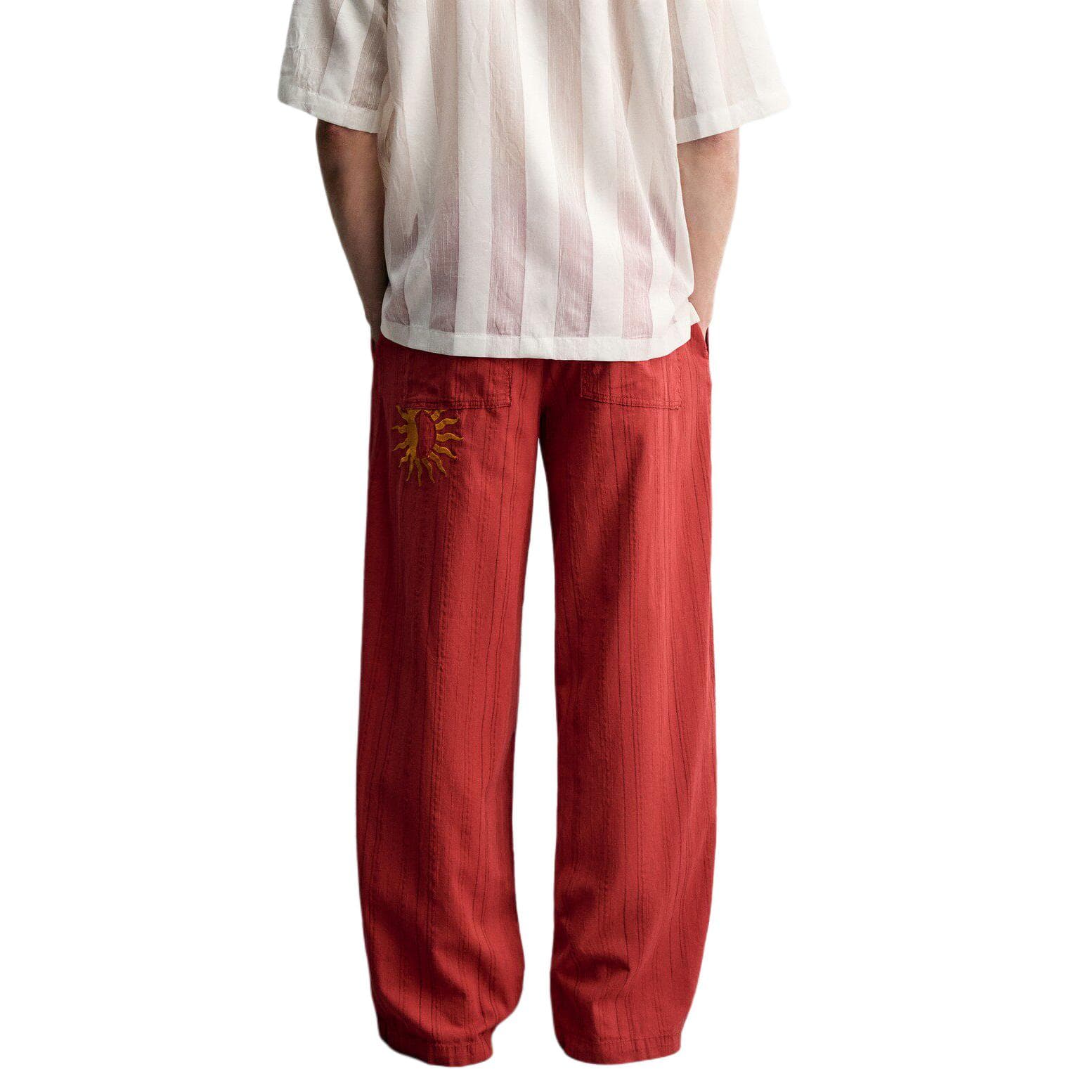 Штаны ZARA Red Men's Casual Pants ZARA Красные Мужские Повседневные Брюки - изображение 2