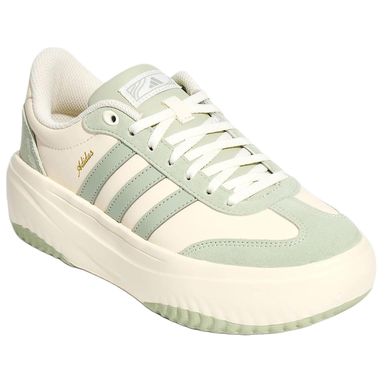 Кроссовки Adidas FLARE PLATFORM Кеды немецкой армии (GAT) Low Топ Светло-бежевый Зелёный Женские - изображение 3