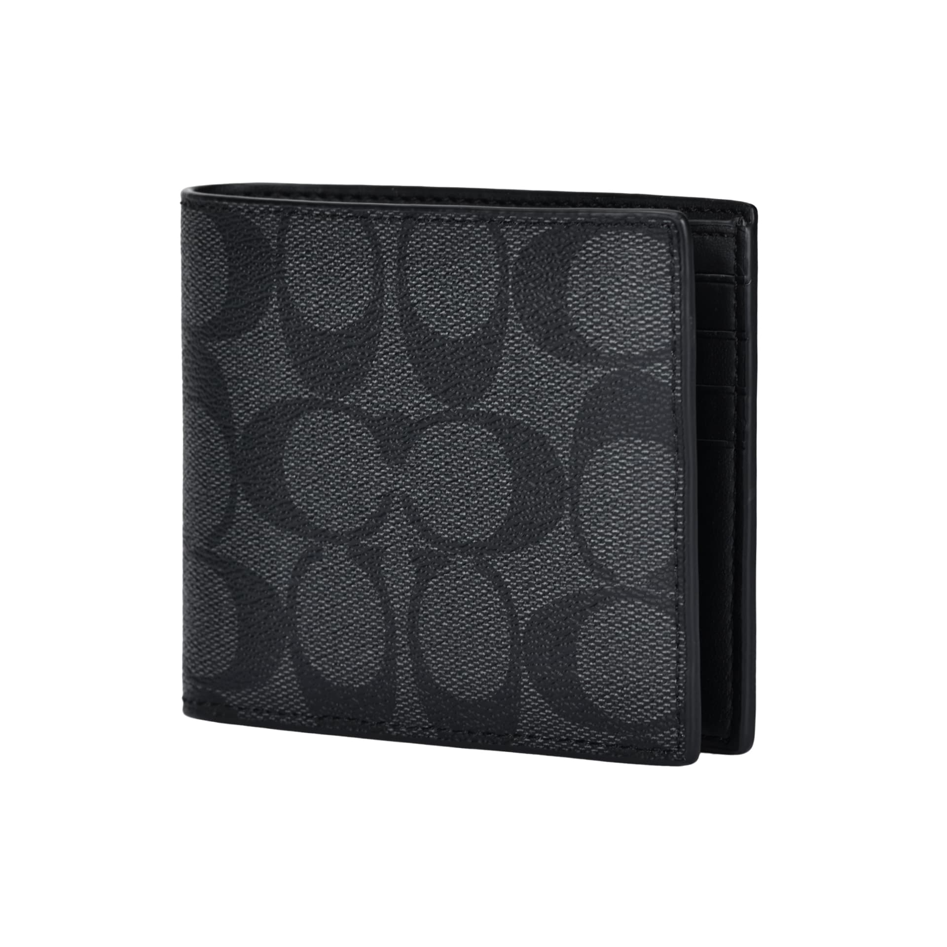 Кошелек COACH 3 IN 1 Wallet Покрытый холст Кошелек Мини Мужской Черный Серый - изображение 2