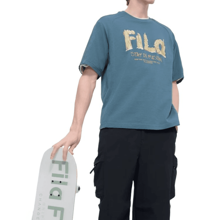 Футболка FILA FUSION T Рубашка Мужская Темно-Серая Синяя - изображение 3