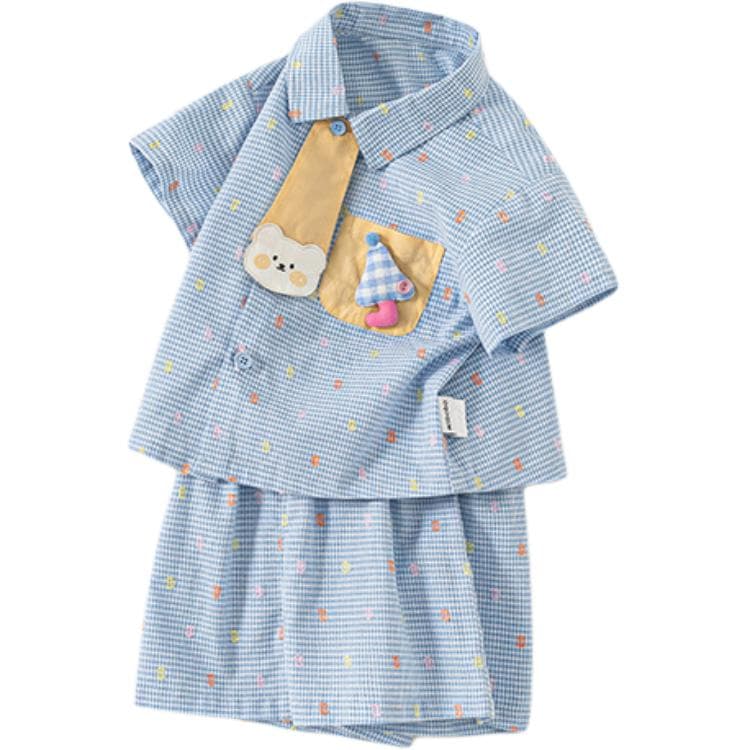 PIERRE CARDIN Сине-белая клетка Kids Повседневные спортивные костюмы Наборы - изображение 3