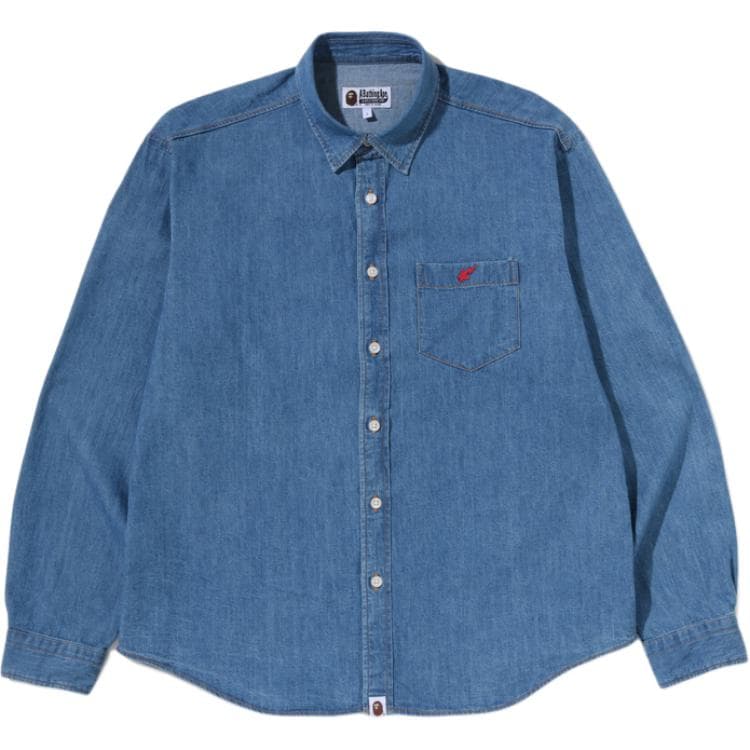 Рубашка A BATHING APE JAPAN DENIM Освежающий вариант Индиго Унисекс Рубашки - изображение 2