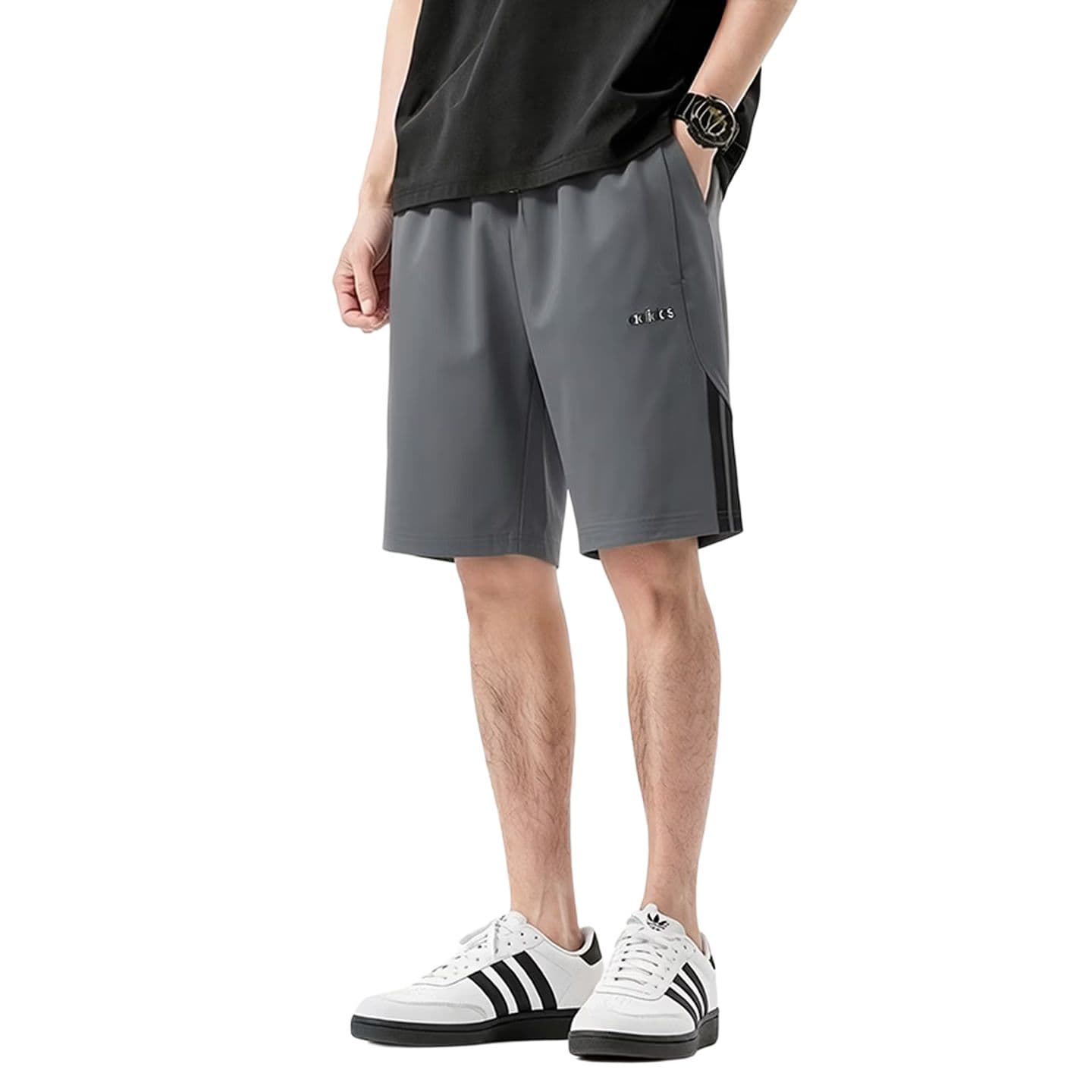 Шорты Adidas Темно-серые Мужские Повседневные Шорты - изображение 3