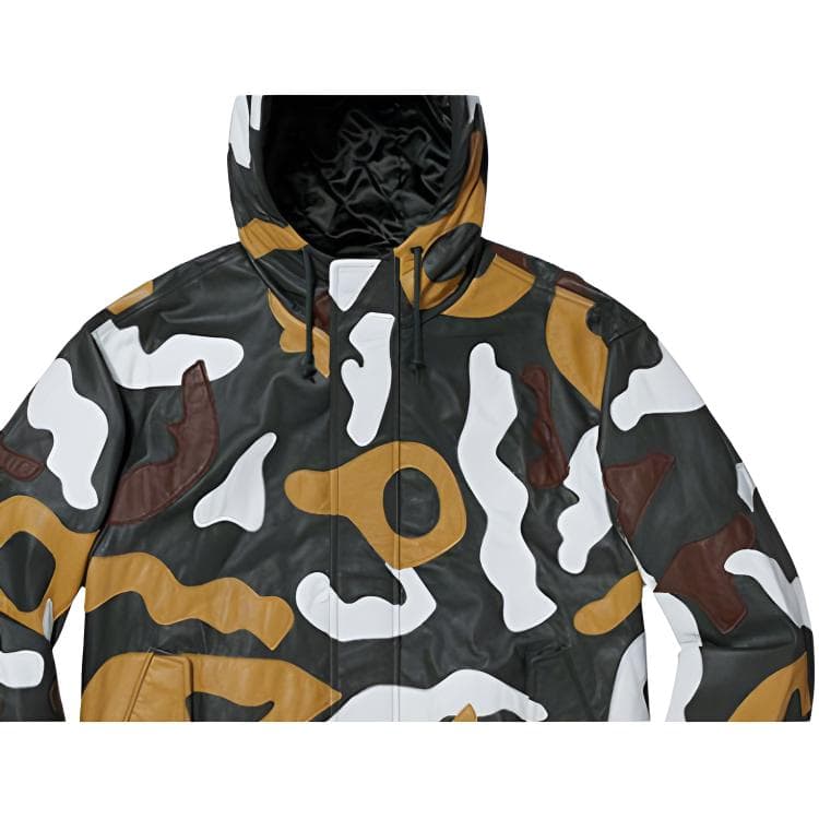 Куртка Supreme FW19 Camo Leather Hooded Jacket - изображение 7