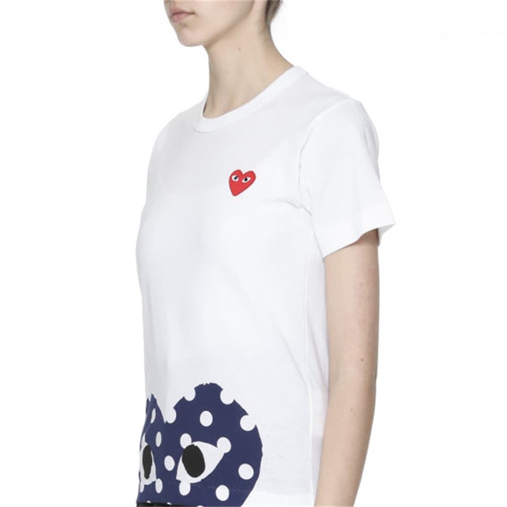 Футболка CDG Play Polka Dot Heart Tee White - изображение 3