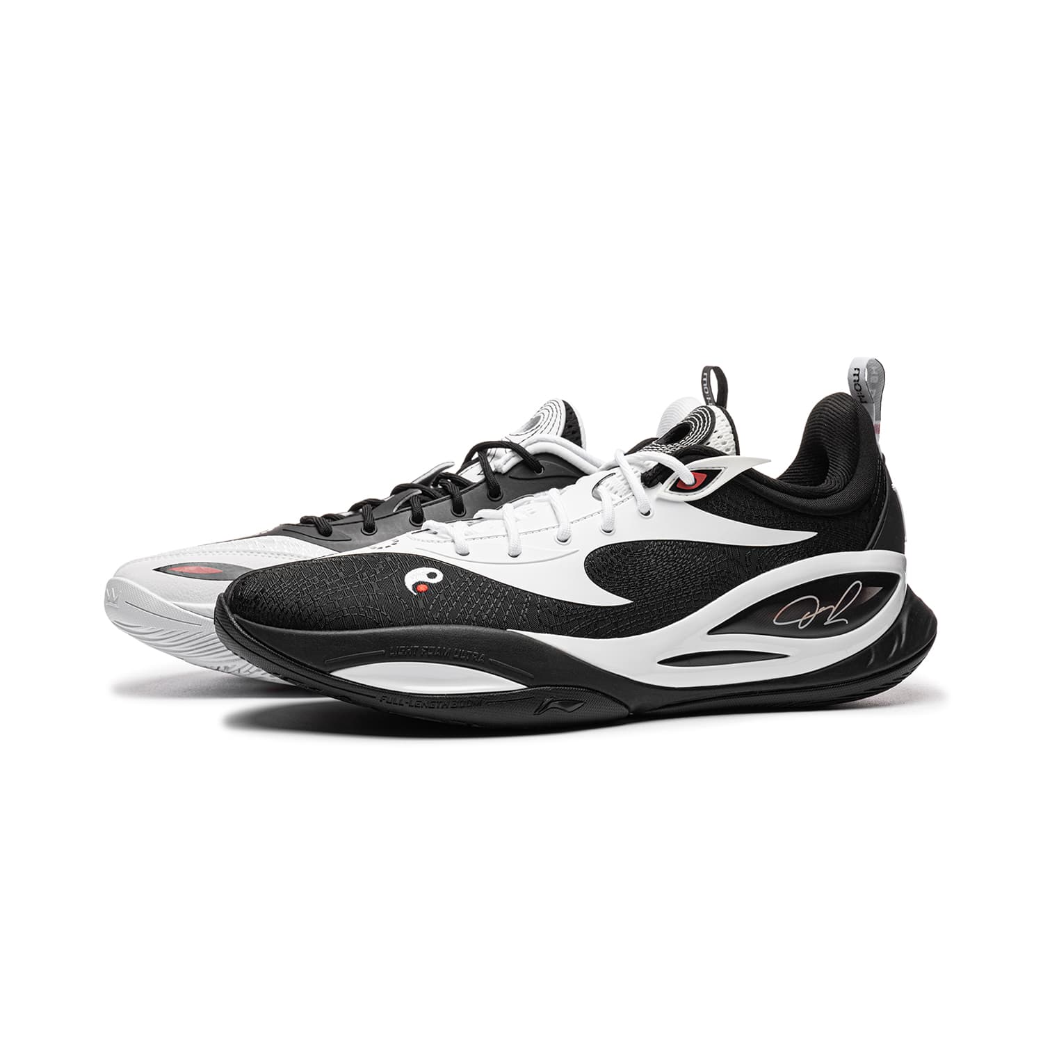 Кроссовки для баскетбола Li NING DLO2 Баскетбольные кроссовки Низкий Топ Черный и Белый Несовпадающие Мужской - изображение 1
