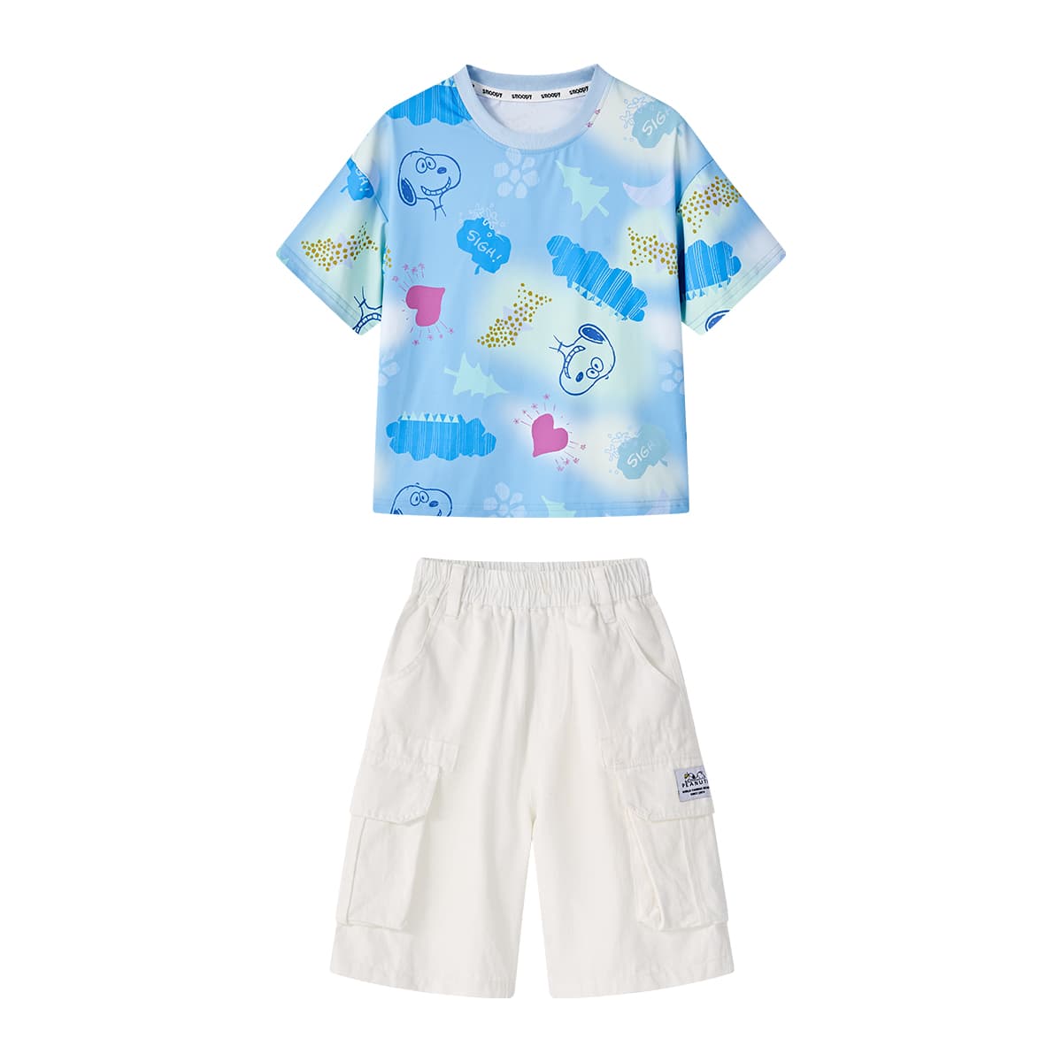 SNOOPY B11 Синий+Белый Kids Повседневные Спортивные Костюмы Наборы - изображение 1