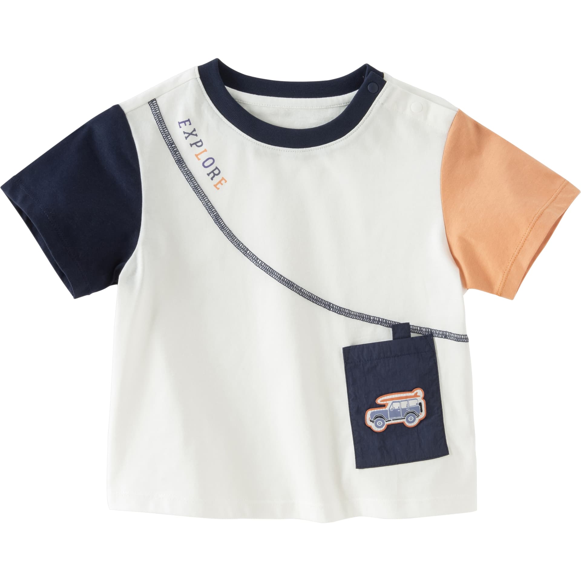 Футболка DAVE&BELLA Короткий рукав Тип A Базовая рубашка Цветовой блок Европейско-американский стиль Детский - изображение 1