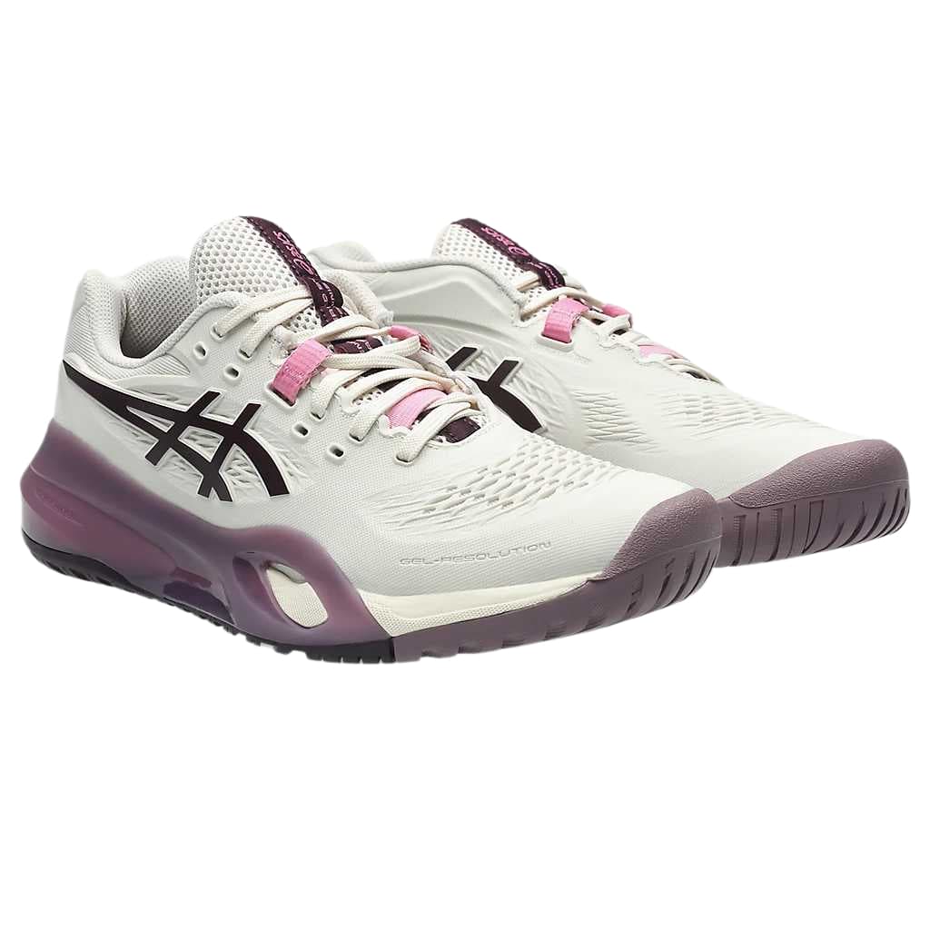 Кроссовки для тенниса ASICS GEL RESOLUTION X Теннисные Кроссовки Низкий Топ Мягкий Овсянка Темный Баклажан Женские - изображение 4