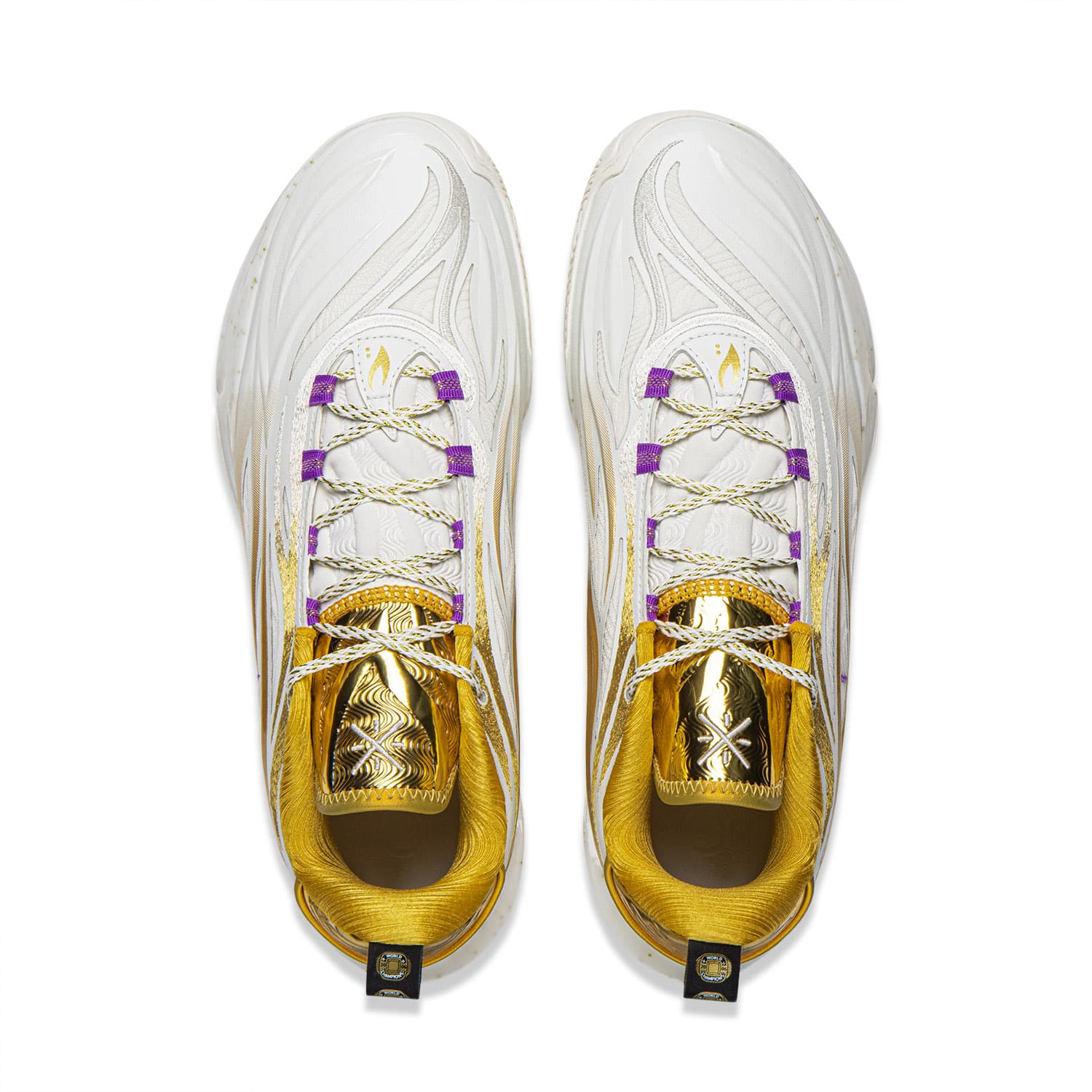 Кроссовки для баскетбола Li-Ning Wade 808 5 Ultra V2 Легкий гибкий стабильный поддержка покрытие антискручивание амортизация противоскользящий износостойкий дышащий отскок сцепление лоу-топы баскетбольные кроссовки мужской белое золото - изображение 4