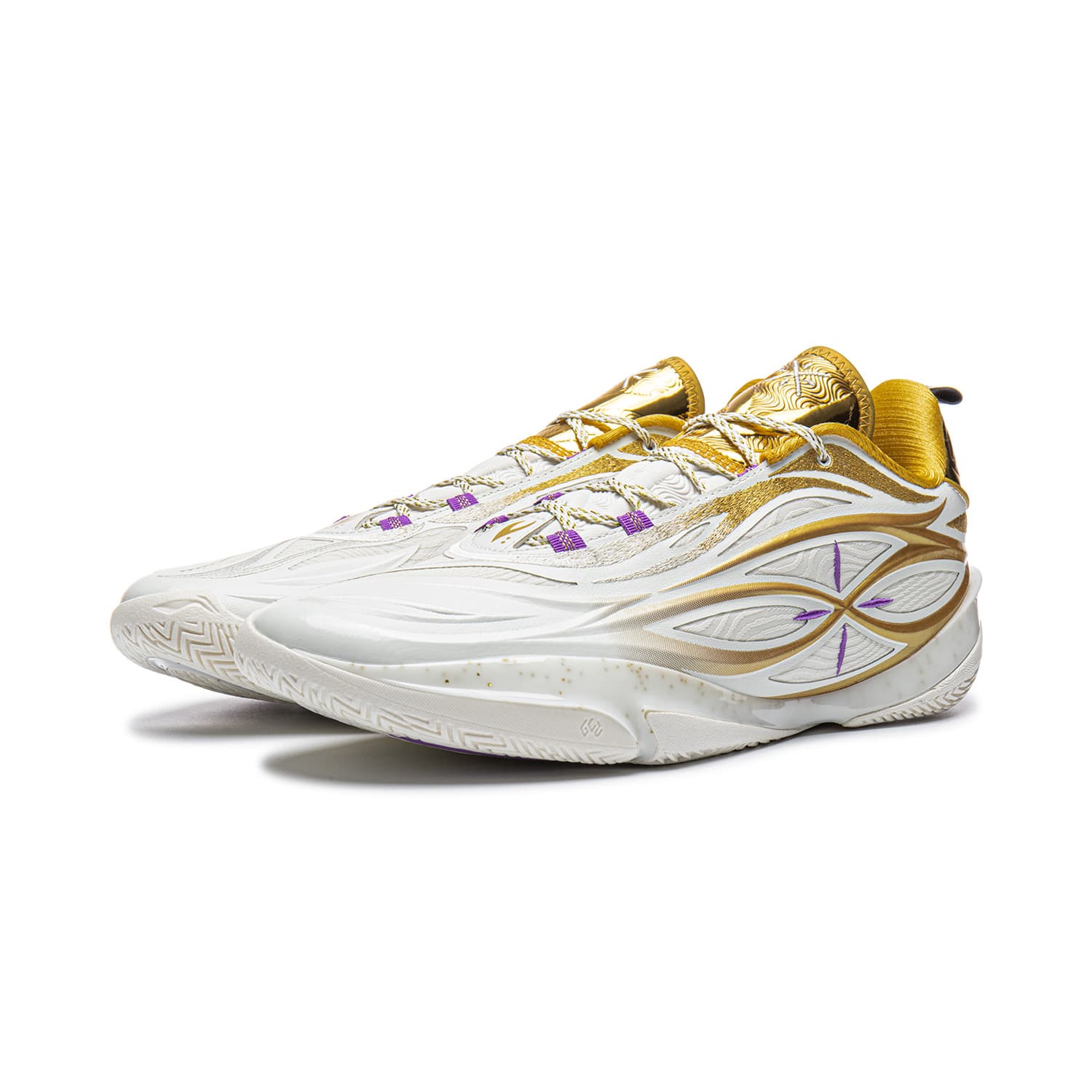 Кроссовки для баскетбола Li-Ning Wade 808 5 Ultra V2 Легкий гибкий стабильный поддержка покрытие антискручивание амортизация противоскользящий износостойкий дышащий отскок сцепление лоу-топы баскетбольные кроссовки мужской белое золото - изображение 3
