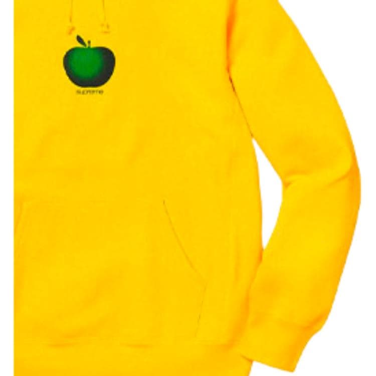 Кофта Supreme SS19 Apple Hooded Sweatshirt Yellow logo - изображение 5