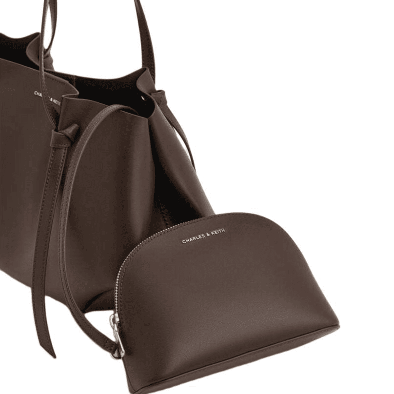 Мини-сумка CHARLES&KEITH Деловой повседневный стиль винтаж сумка-тоут с имитацией замши Искусственная кожа Сумки через плечо Большой Женский Sahara Sand/винное ягода красный - изображение 2