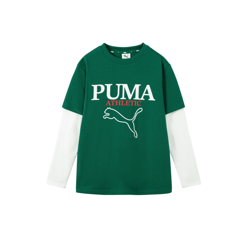 Футболка PUMA Зеленый Белый Тон 00341 Детские Т-рубашки - изображение 1