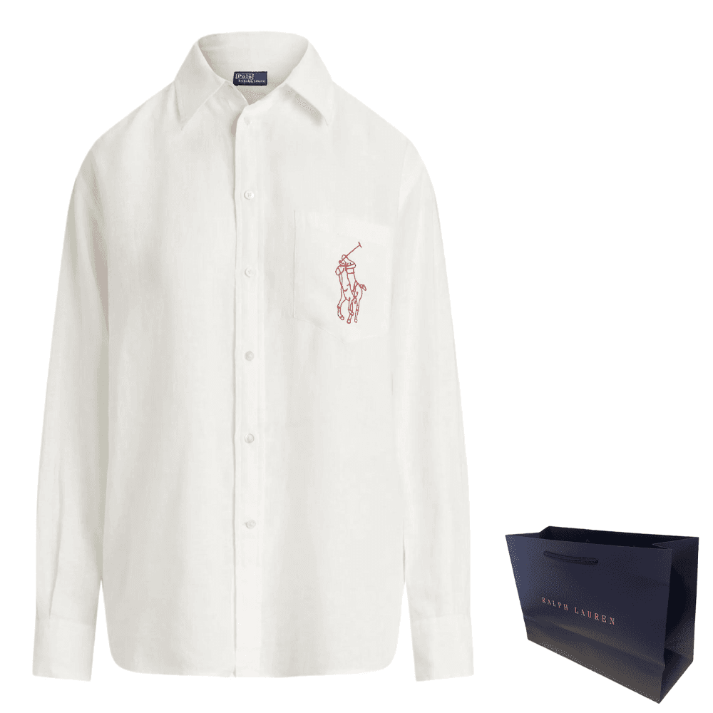 Блузка Polo Ralph Lauren Big Pony SS26 Рубашка Свободного кроя Женская Белая - изображение 2