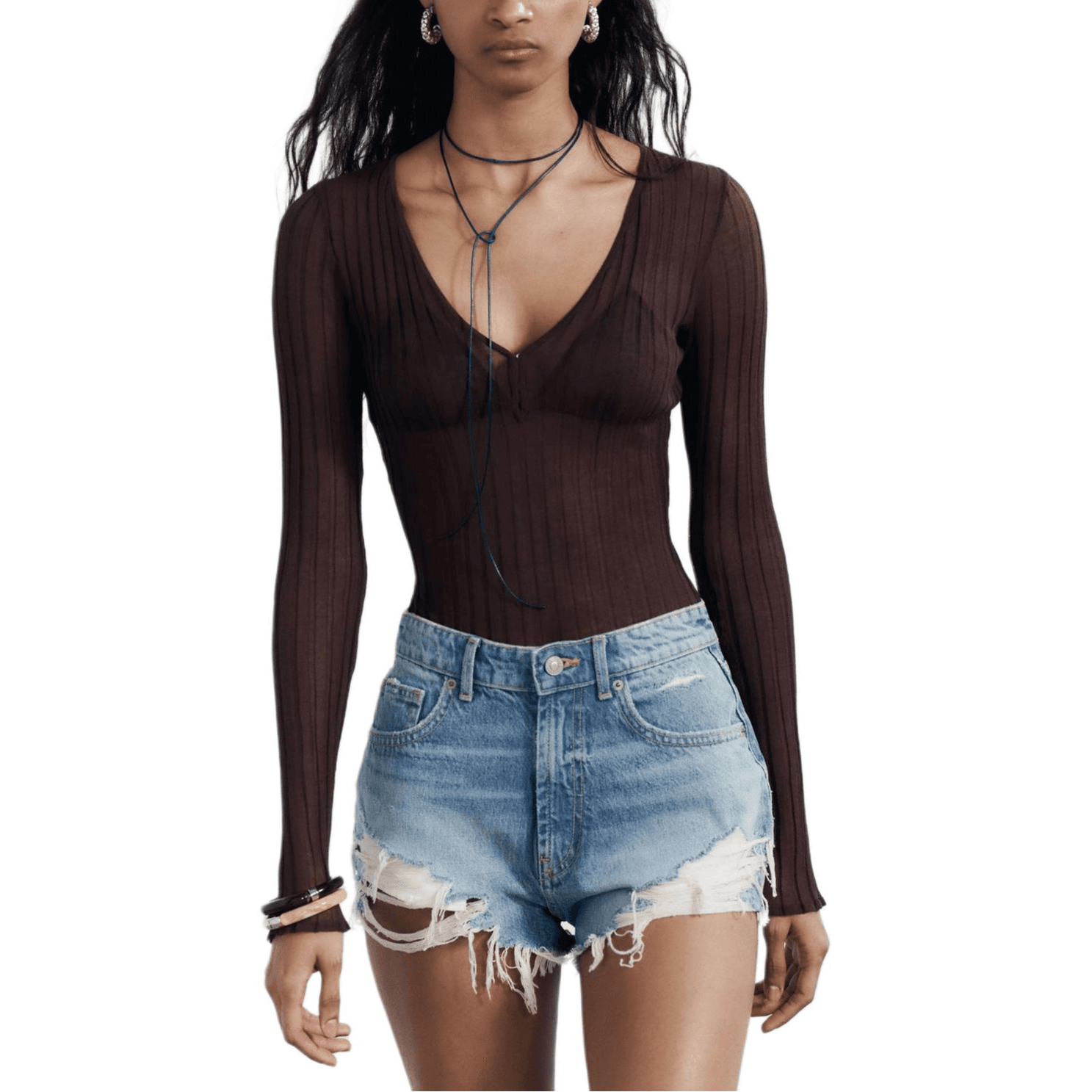 Zara Trf Джинсовые шорты Женские Синие - изображение 3