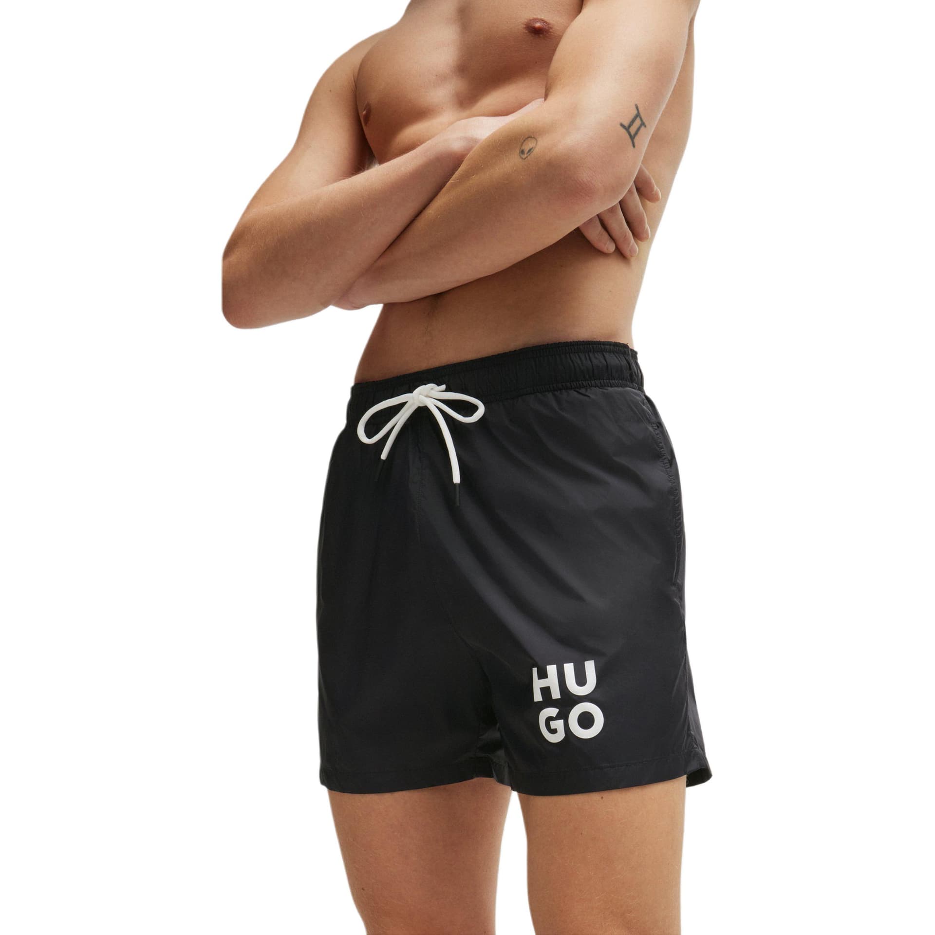 HUGO BOSS Quick-Dry Swim Shorts With Stacked-Logo Print - изображение 4
