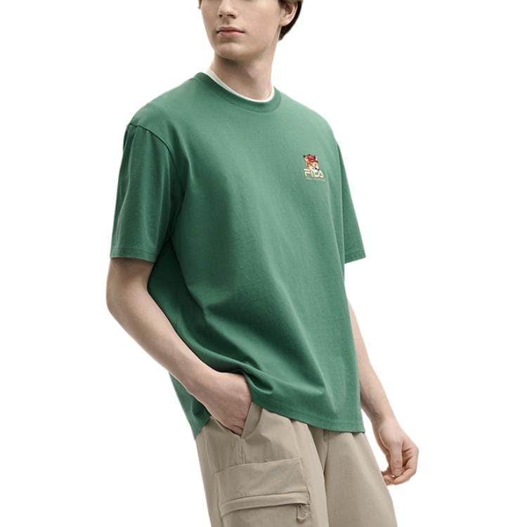 Футболка FILA X MAISON KITSUNE Little Fox T Рубашка Унисекс Moro Зеленый - изображение 4