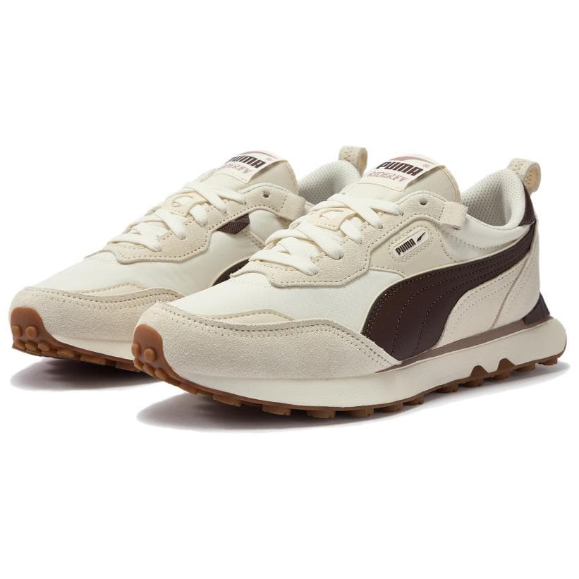 Кроссовки PUMA Rider FV Повседневная обувь Снег Шоколадно-коричневый Теплый белый Унисекс - изображение 3