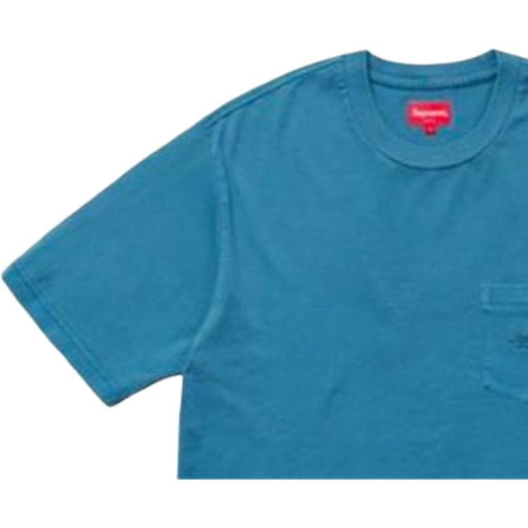 Футболка Supreme SS18 Overdyed Pocket Tee Washed Dark Blue LogoT - изображение 4