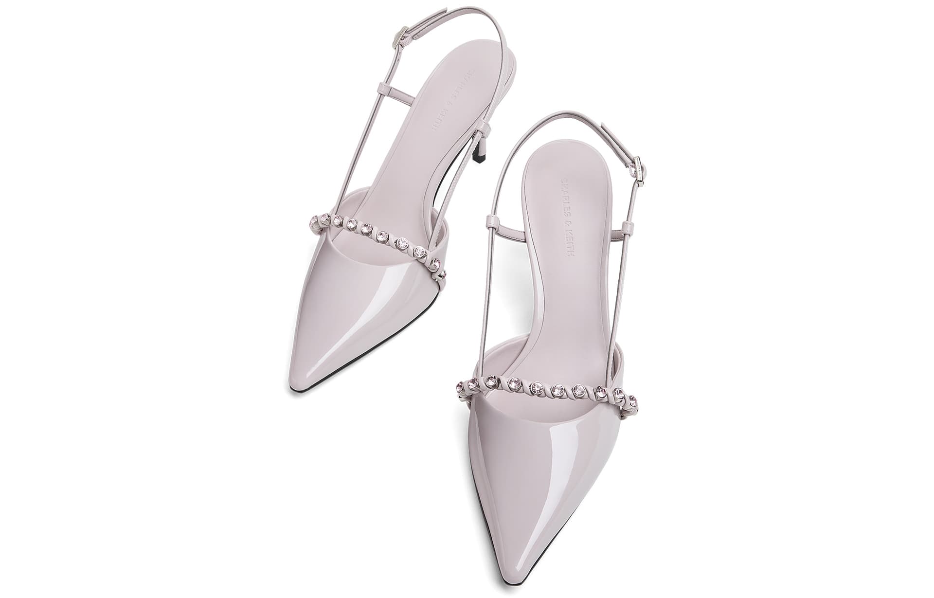 Шлёпанцы CHARLES&KEITH Элегантные Летние Босоножки На Тонком Каблуке 7,7 См С Заостренным Носком И Сверкающими Стразами - изображение 3
