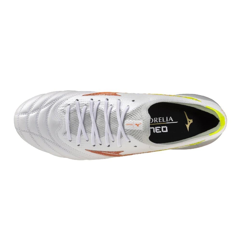 Кроссовки для футбола Mizuno MORELIA NEO V β Футбольные бутсы Ultra Белый Оранжевый Желтый Унисекс - изображение 3