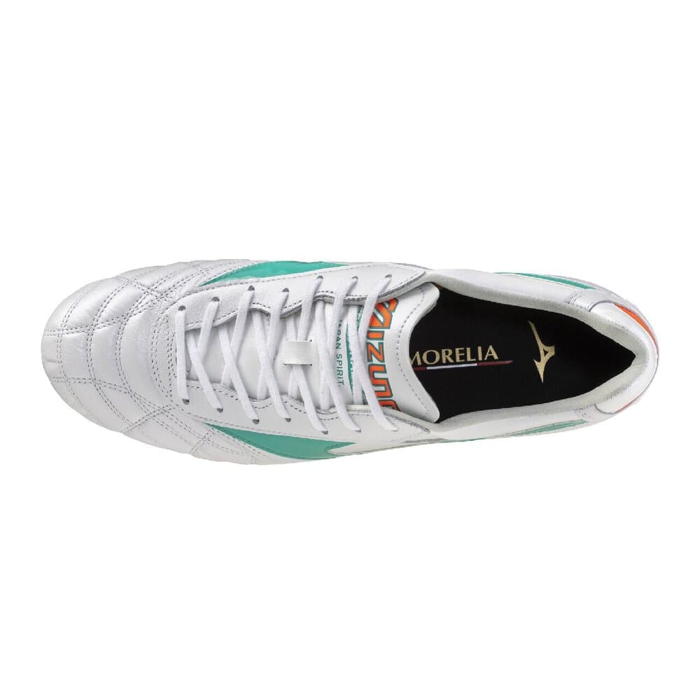 Кроссовки для футбола Mizuno MORELIA 2 Футбольные бутсы Ultra Белый Зеленый Унисекс - изображение 3