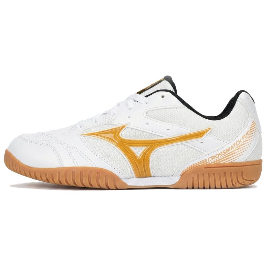 Кроссовки Mizuno Crossmatch Обувь для настольного тенниса Низкий Топ Белый Золото Унисекс - изображение 1