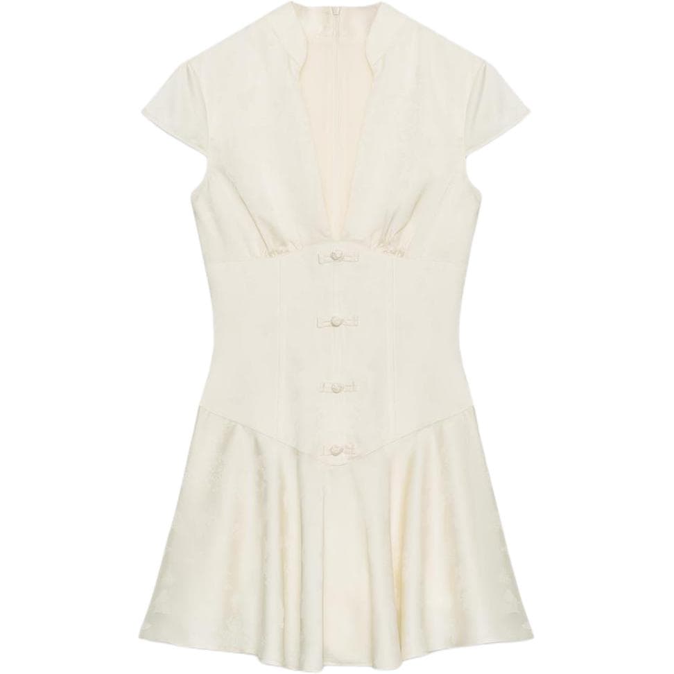 Платье ZARA Белые Женские Короткие Платья с Короткими Рукавами - изображение 1
