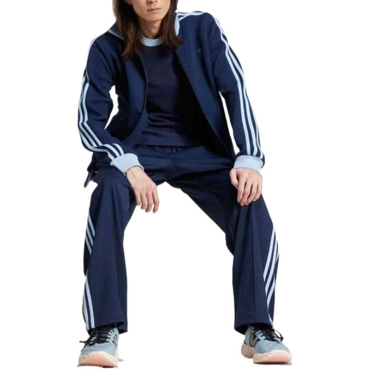 Штаны Adidas Originals Track Premium Брюки Багги Повседневные Брюки Мужские Темно-Синие - изображение 4