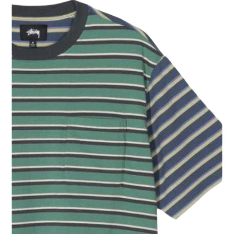 Футболка Stussy Border Контрастная Полосатая Рубашка T Рубашка Мужская - изображение 3