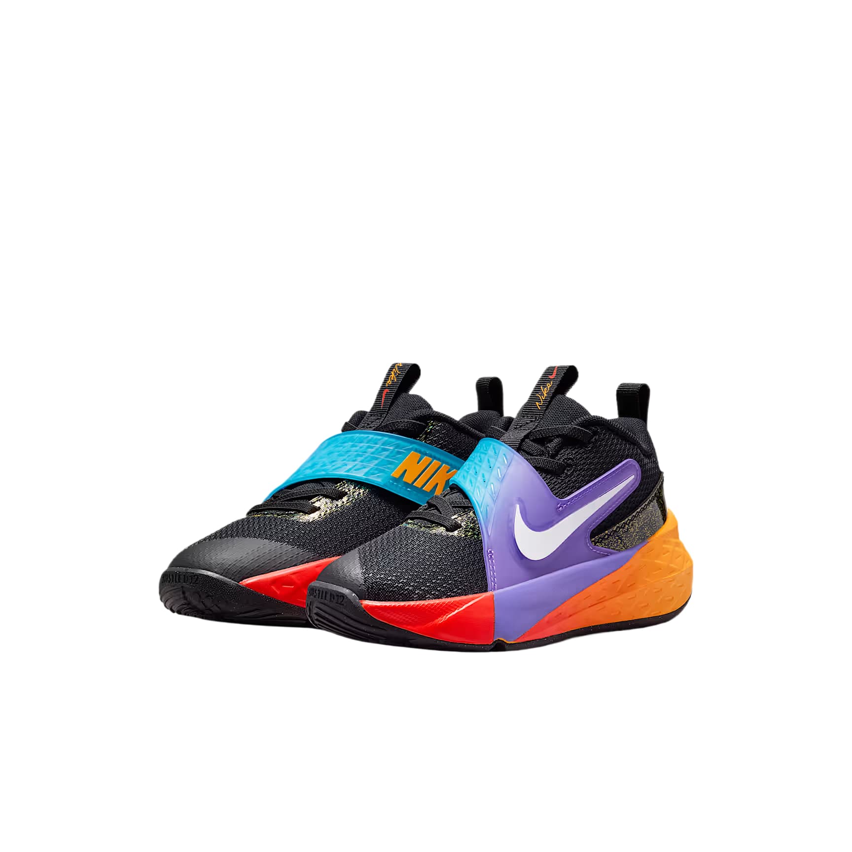 Кроссовки для баскетбола NIKE Team Hustle D 12 Детские баскетбольные кроссовки Черный Лазерный оранжевый Action Виноград Белый Kids - изображение 2