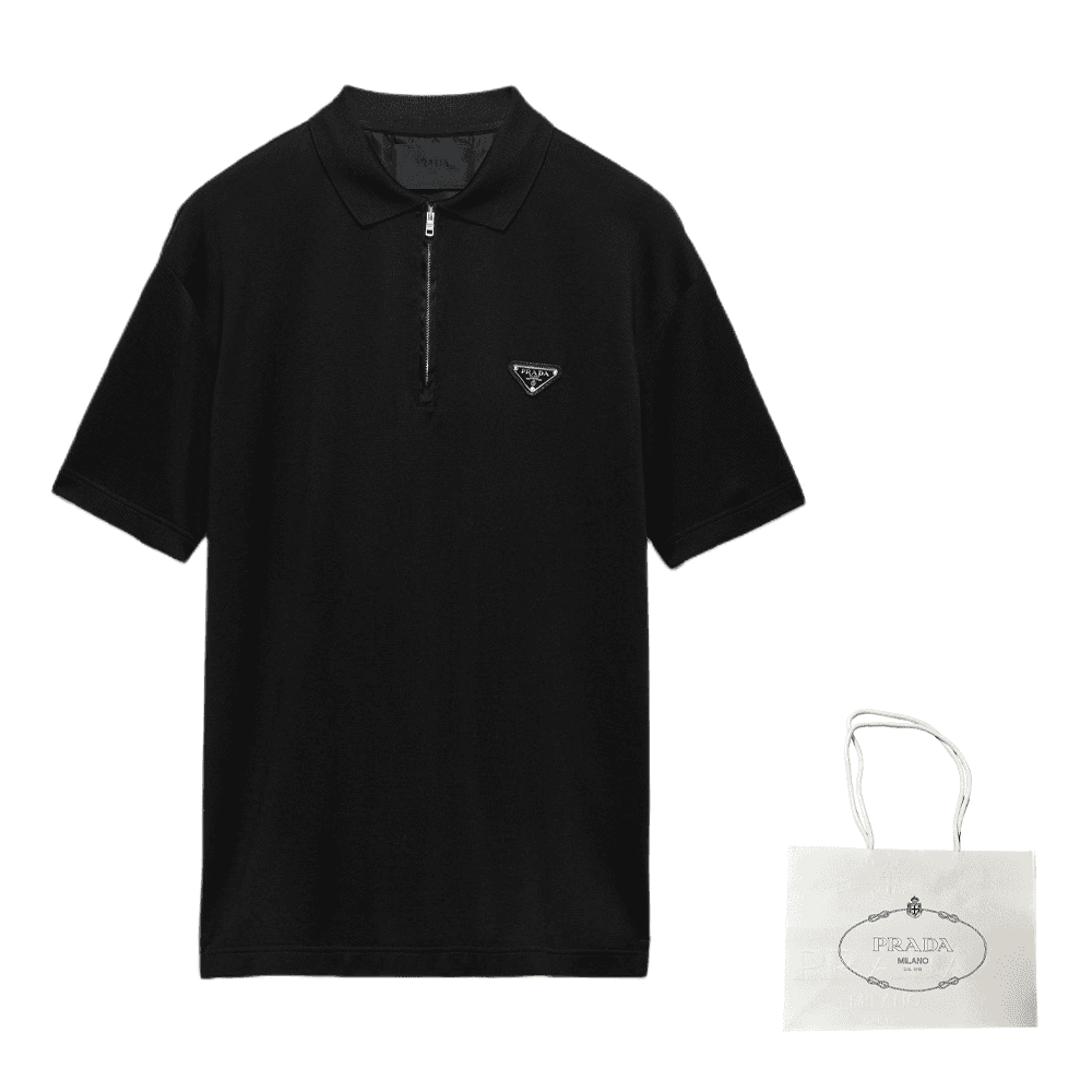 Поло Prada FW24 Logo Polo Black - изображение 11