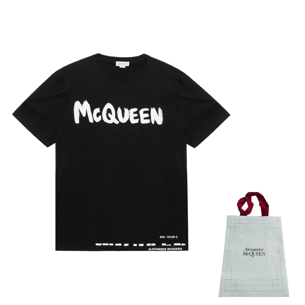 Футболка Alexander McQueen Letter Print T-Shirt Black — фото 5