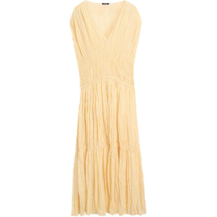 Платье Massimo Dutti Желтые Женские Короткие Платья с Короткими Рукавами - изображение 1