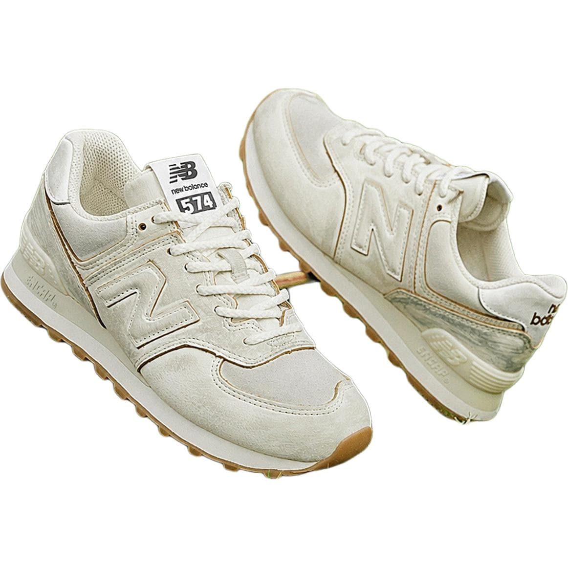 Кроссовки New Balance NB 574 Повседневная обувь Low Топ Женские Бежевый Серый Белый W574HF Женские - изображение 4