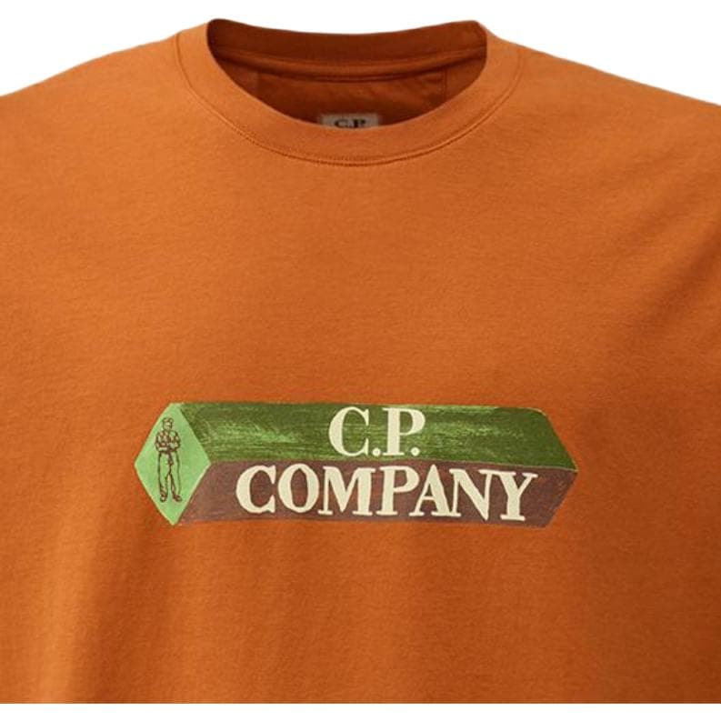 Футболка C.P.Company FW24 T-Shirt Мужская Mumbai Коричневый - изображение 2