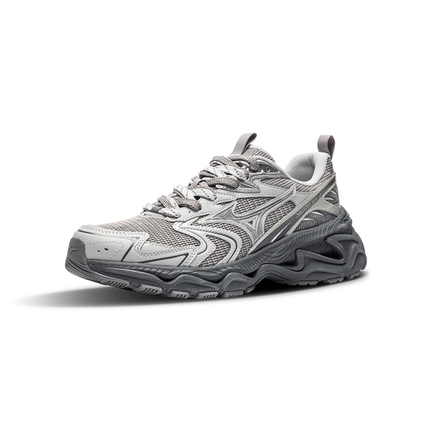 Кроссовки Mizuno XLG 2K Chunky Sneakers Low Top Titanium Gray Arctic Gray POPPY Gray Unisex Мицубо XLG 2K массивные кроссовки низкий топ титановый серый арктический серый POPPY серый унисекс - изображение 2