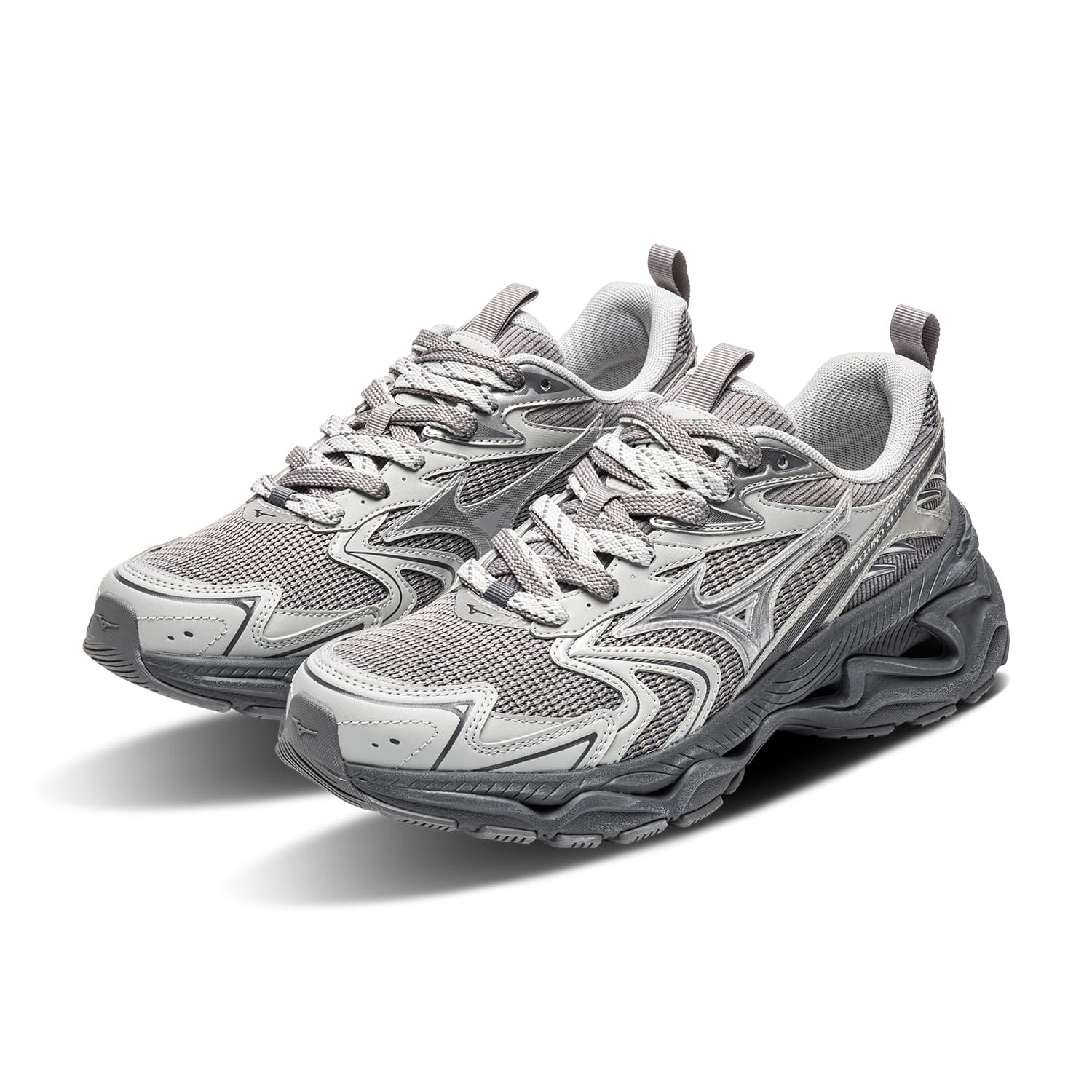 Кроссовки Mizuno XLG 2K Chunky Sneakers Low Top Titanium Gray Arctic Gray POPPY Gray Unisex Мицубо XLG 2K массивные кроссовки низкий топ титановый серый арктический серый POPPY серый унисекс - изображение 4